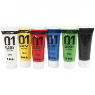 A-Color Acrylfarbe glänzend, 6 Grundfarben, 6x20 ml - #595355