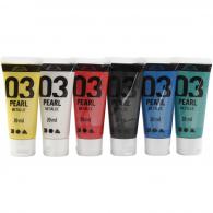 A-Color Acrylfarbe Metallic, 6 Grundfarben, 6x20 ml - #595524