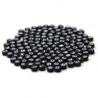 Alphabet Buchstabenperlen 7 mm schwarz / weiß 150 Stück - #595457