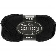 Baumwollgarn, schwarz, L: 170 m, 50 g/ 1 Knäuel - #593692