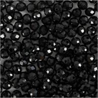 CC Glas Facettierte Perlen 3x4 mm Metallic Schwarz 100 Stück - #591172