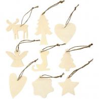 CC Holzornamente-Sortiment 7-8 cm Weihnachten 72-teilig - #590146