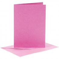 CC Karten &amp; Umschläge 10,5x15 cm Rosa 6 Stück - #591327