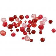 CC Kunststoff Facettierte Perlenmischung 4-12 mm Red Harmony 170 Stück - #591008