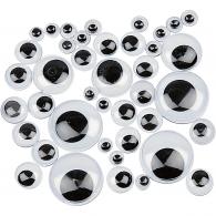 CC Selbstklebende Wackelaugen, 1100 Stück, D: 6–20 mm - #594754