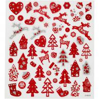 CC Stickerbogen Rote Weihnachten 15x16,5 cm 54 Stück - #592816