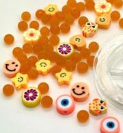 Katsuki Smileys Perlen mit Draht 64 Stück Orange - #589786